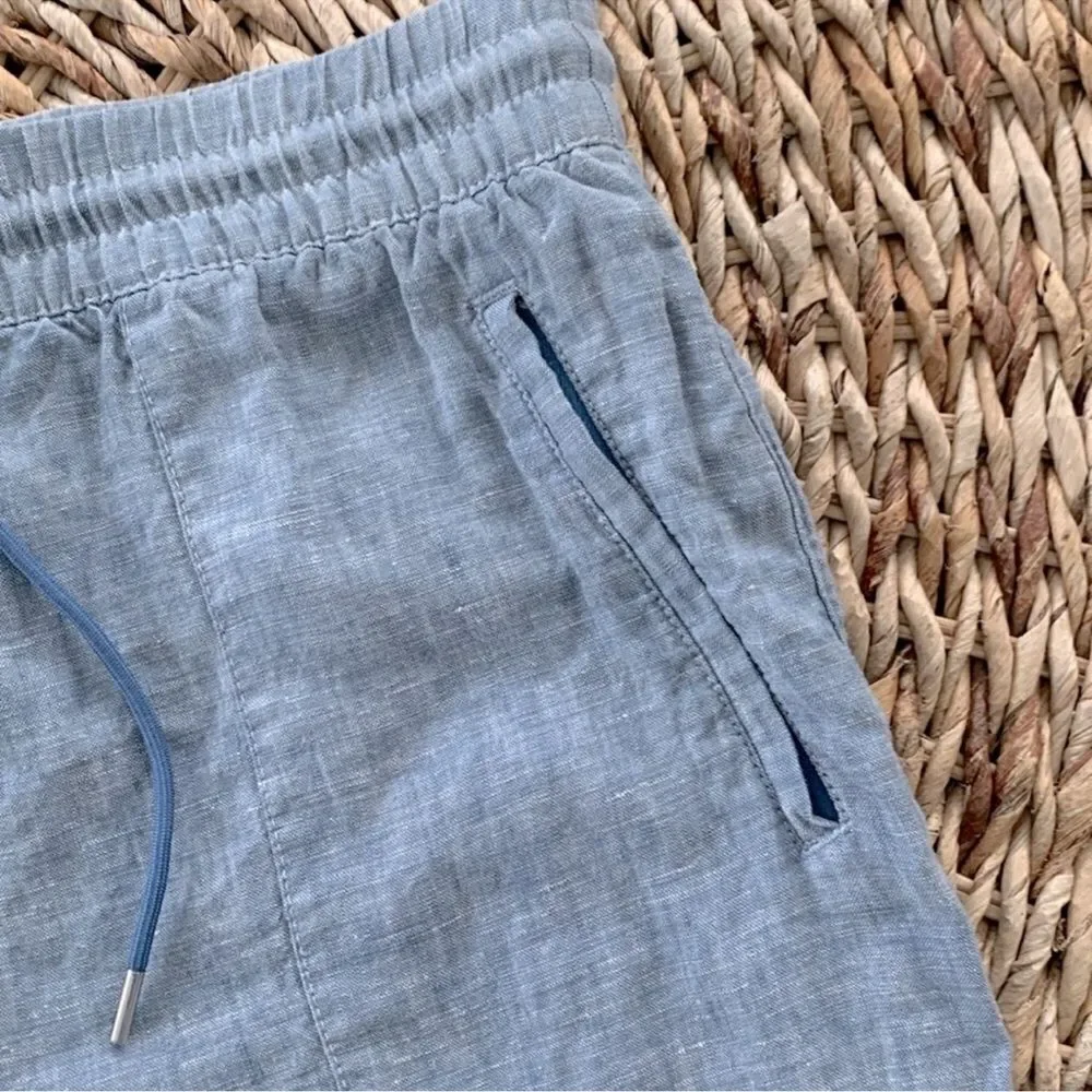 ATHLETA Retreat Linen Jogger Pants in Chambray Blue Size 16 Tall